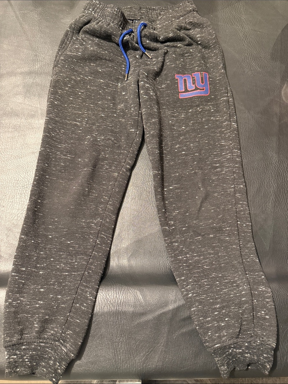 Kids Black Speckled Joggers with Blue Drawstring and Team Logo